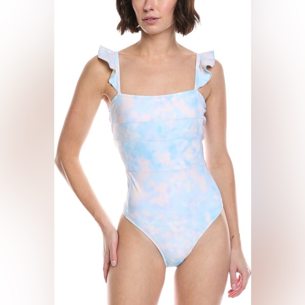summersalt Pastel Blue & Pale Pink Ruffle Strap One-Piece Swimsuit